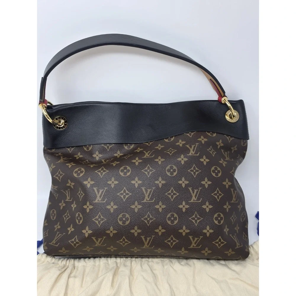 Louis Vuitton Monogram Tuileries Hobo M43154 Coated Canvas Leather Trim Handbag